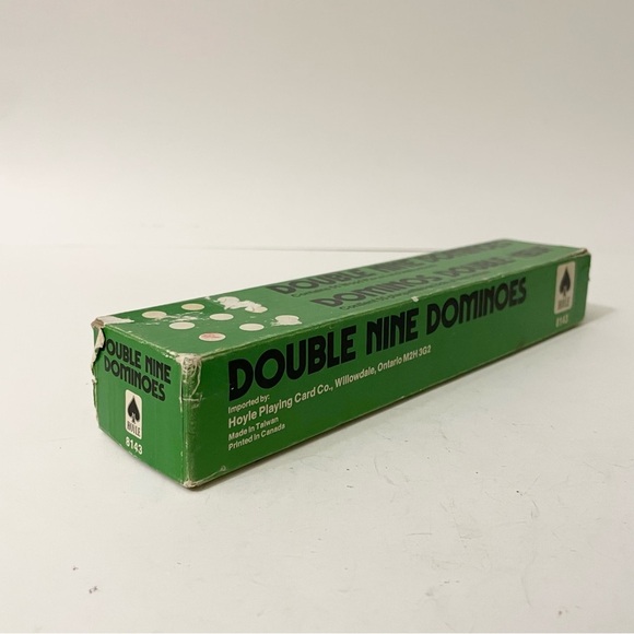 Vtg Hoyle Double Nine Black 55 Wood Dominoes Original Green Box - Picture 4 of 16